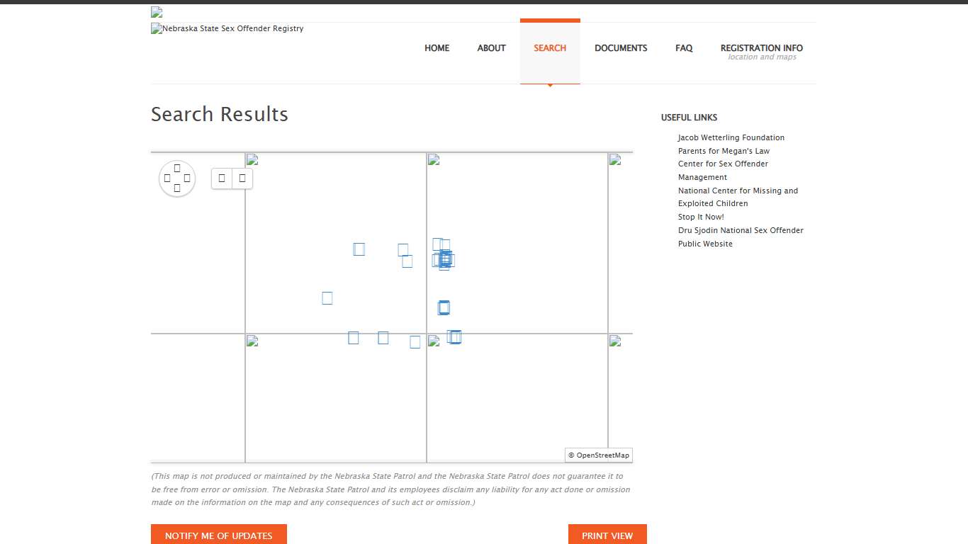 Nebraska Sex Offender Registry: Search Results